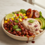 Caribbean Jerk Chickpea Bowl with Coconut Rice & Mango Salsa