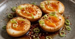 Garlic Ginger Marinated Jammy Eggs